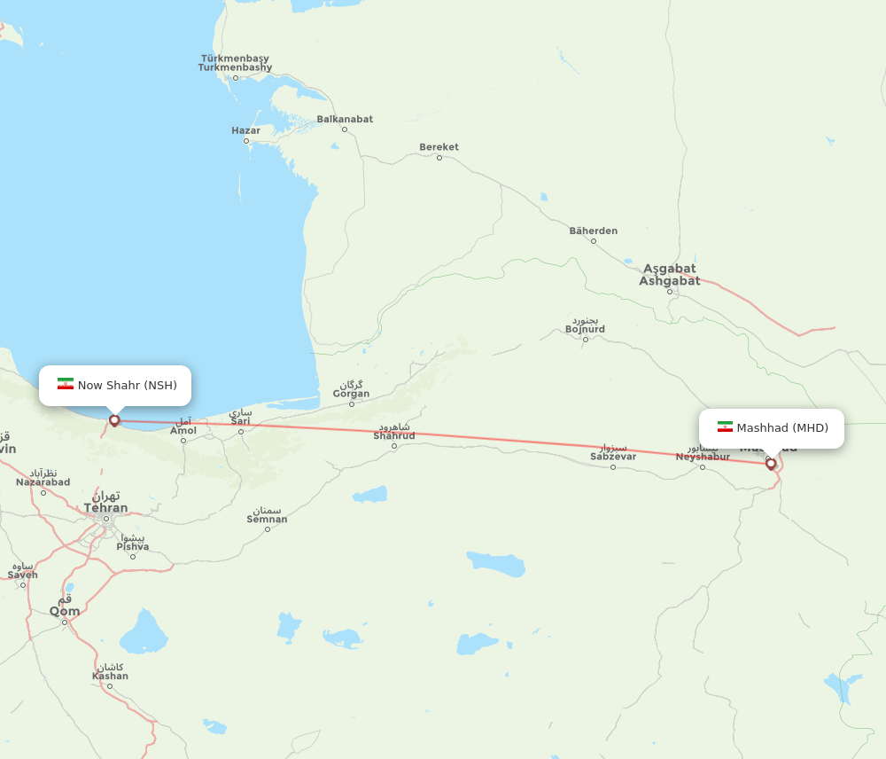 NSH to MHD flights and routes map