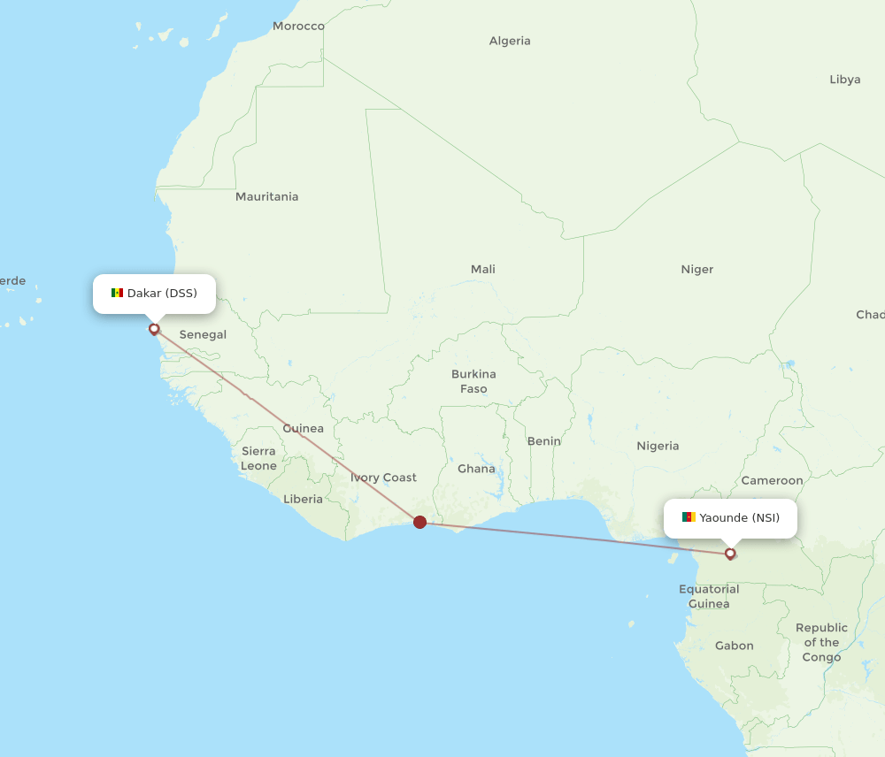 NSI to DSS flights and routes map