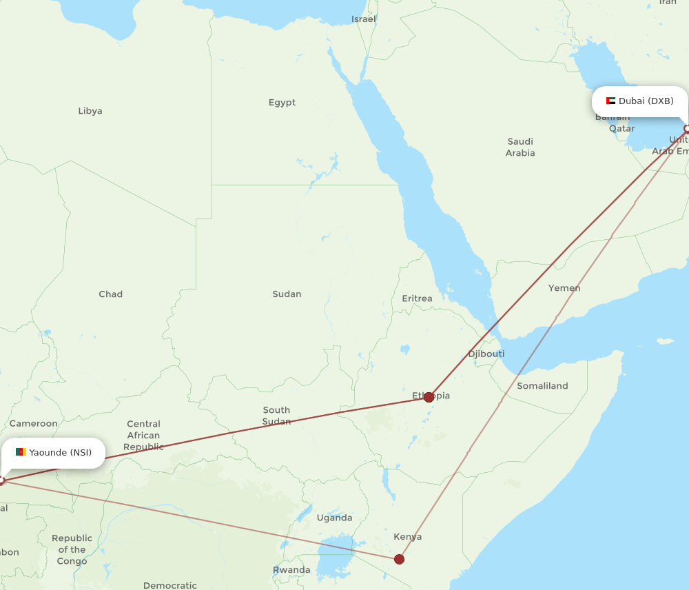 NSI-DXB flight routes