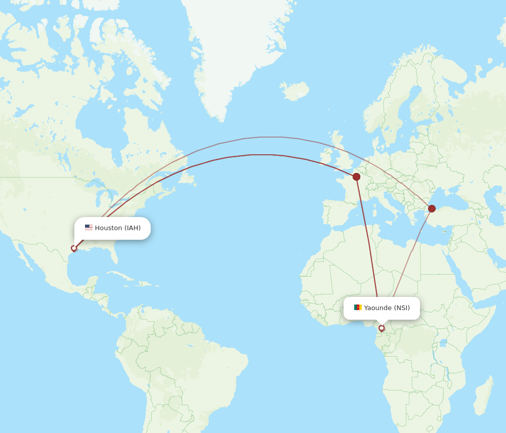 NSI-IAH flight routes