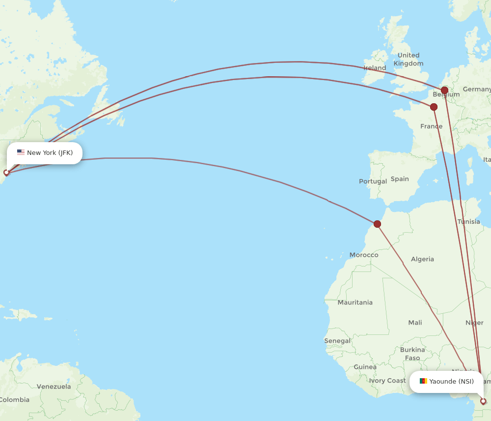 NSI to JFK flights and routes map