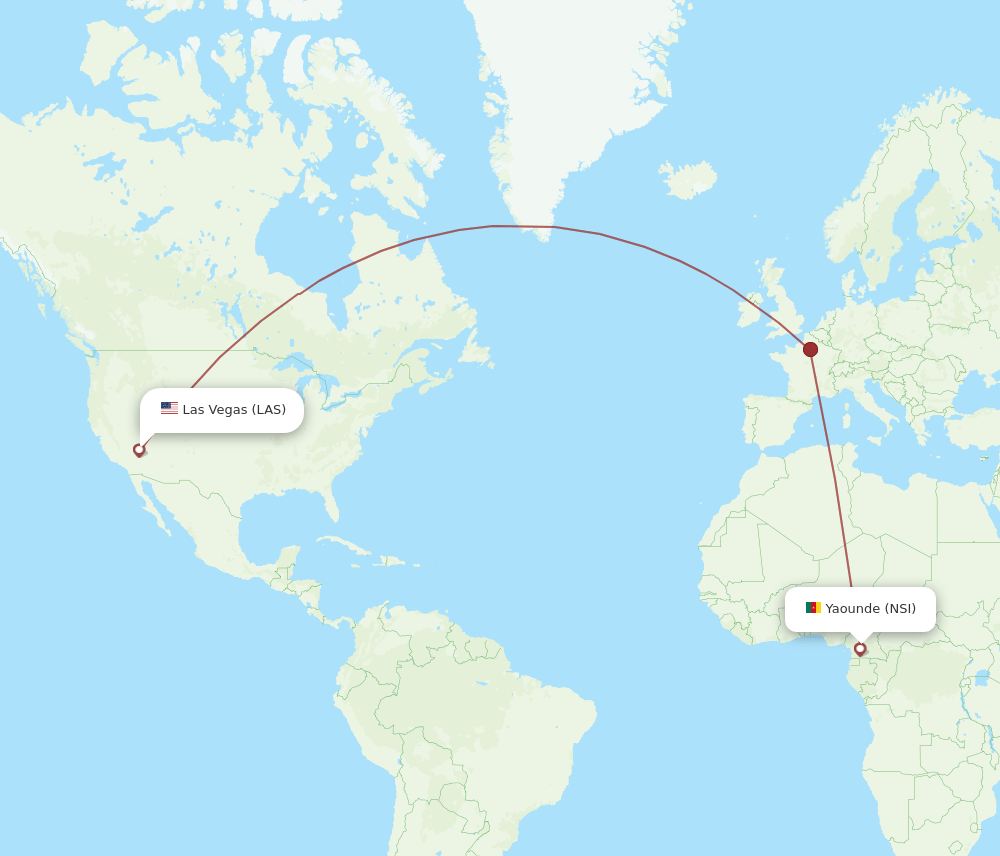NSI to LAS flights and routes map