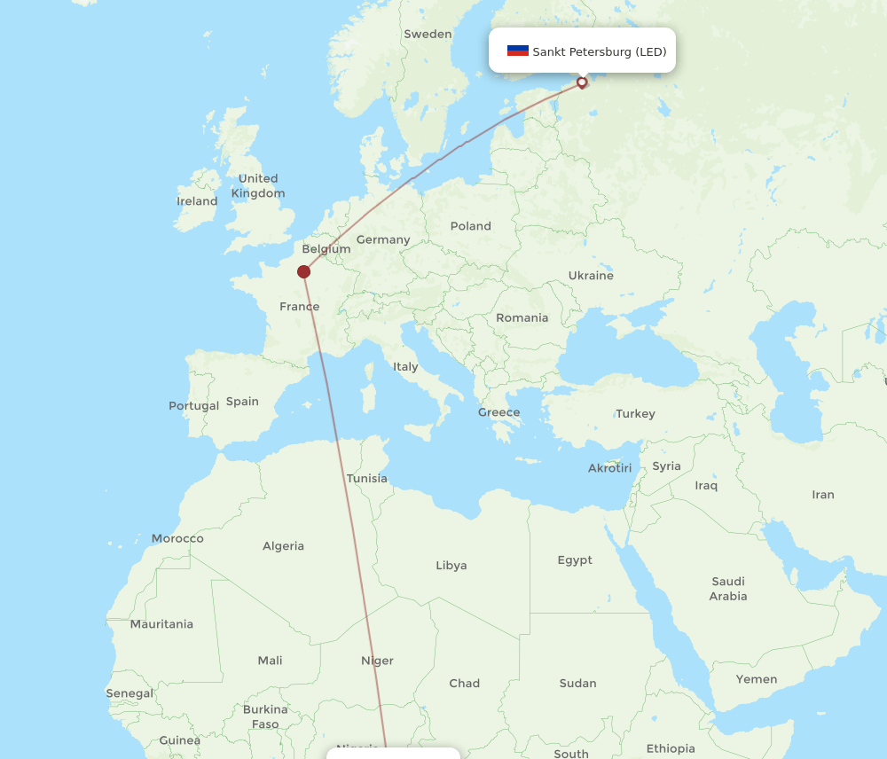 LED to NSI flights and routes map