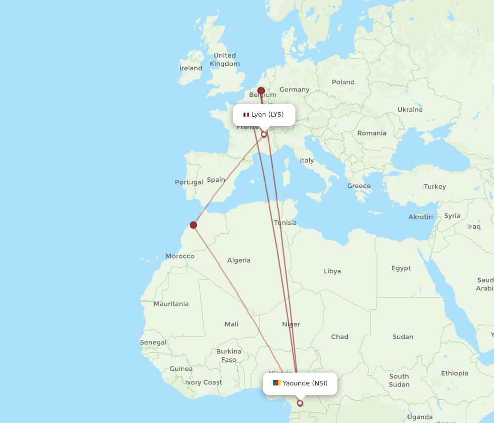 NSI to LYS flights and routes map