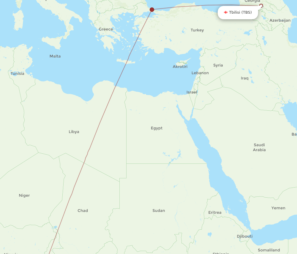 NSI to TBS flights and routes map