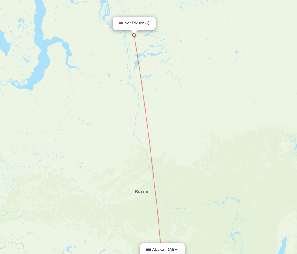 NSK to ABA flights and routes map