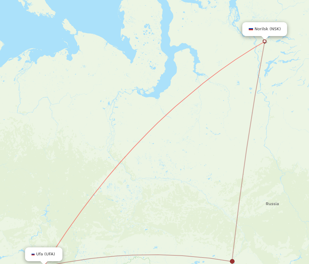 NSK to UFA flights and routes map