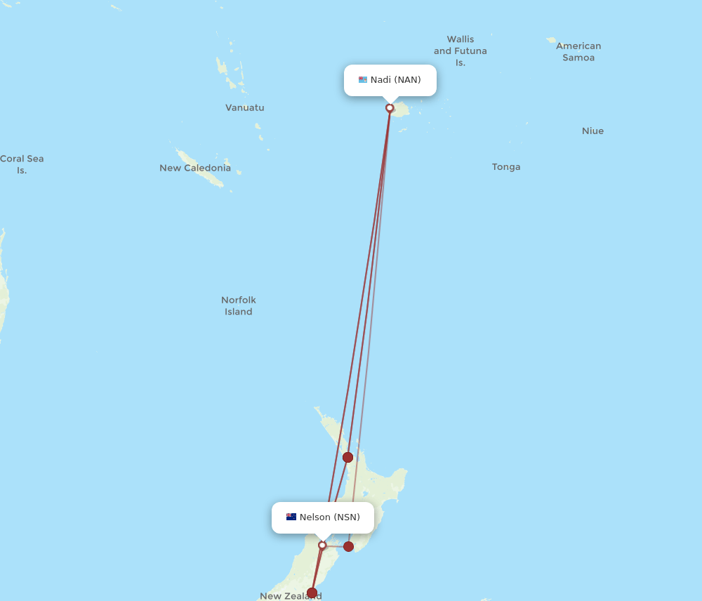 NSN to NAN flights and routes map