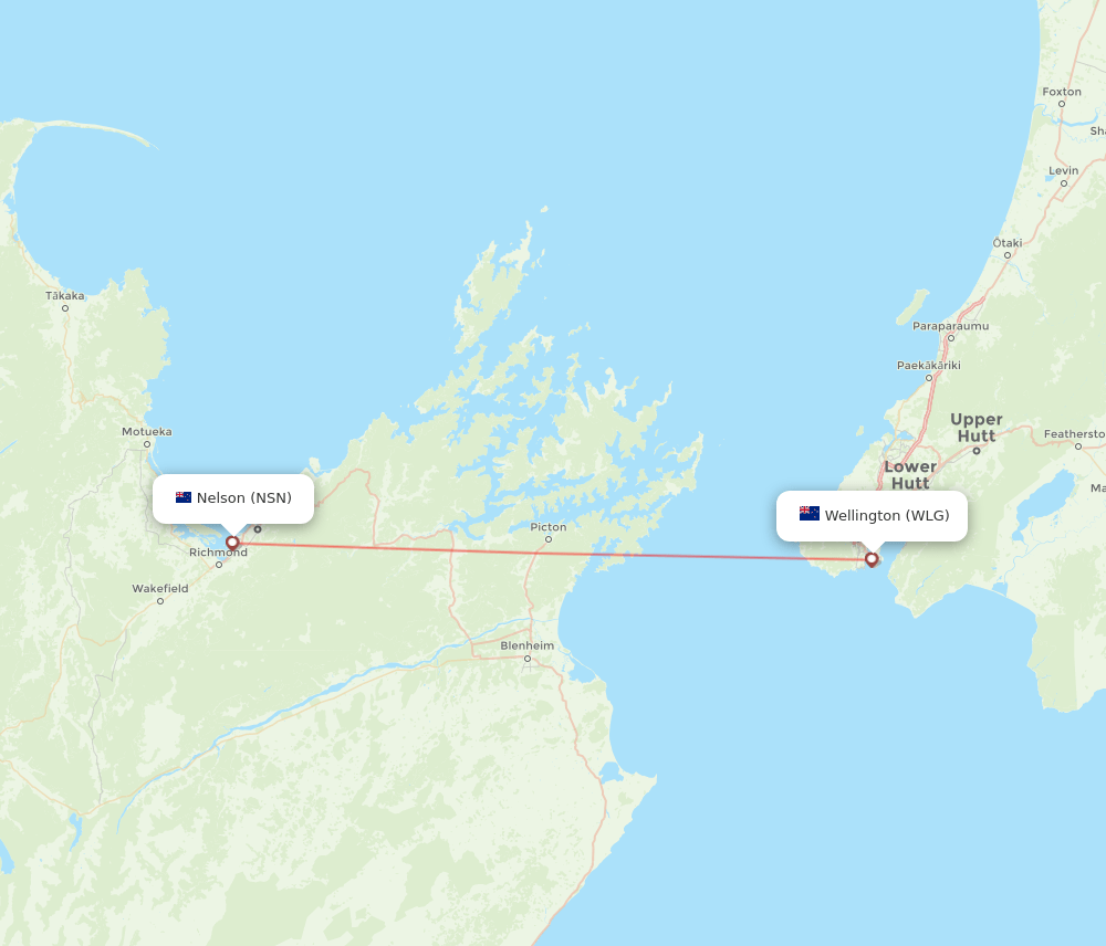 NSN-WLG flight routes