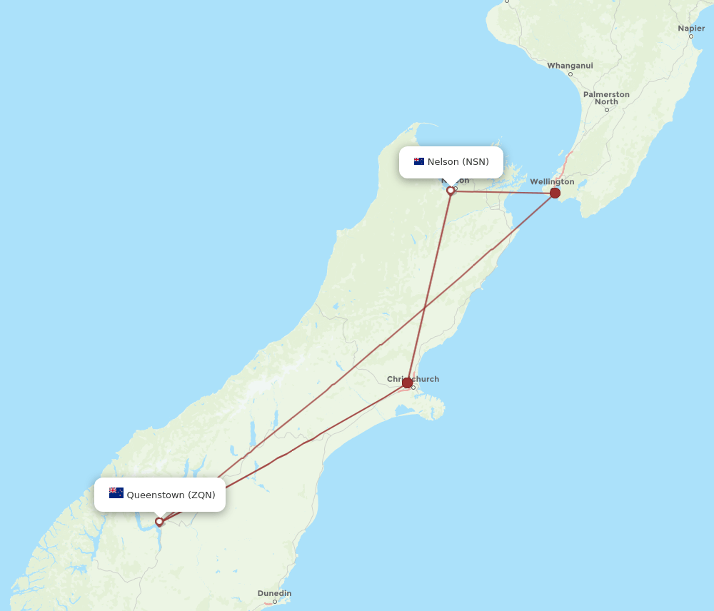 NSN-ZQN flight routes