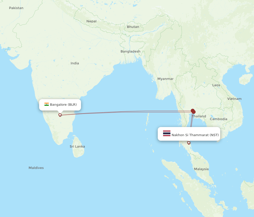 NST-BLR flight routes