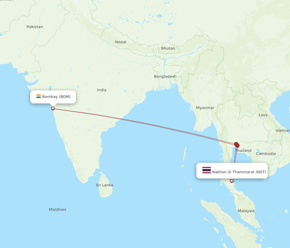 NST-BOM flight routes