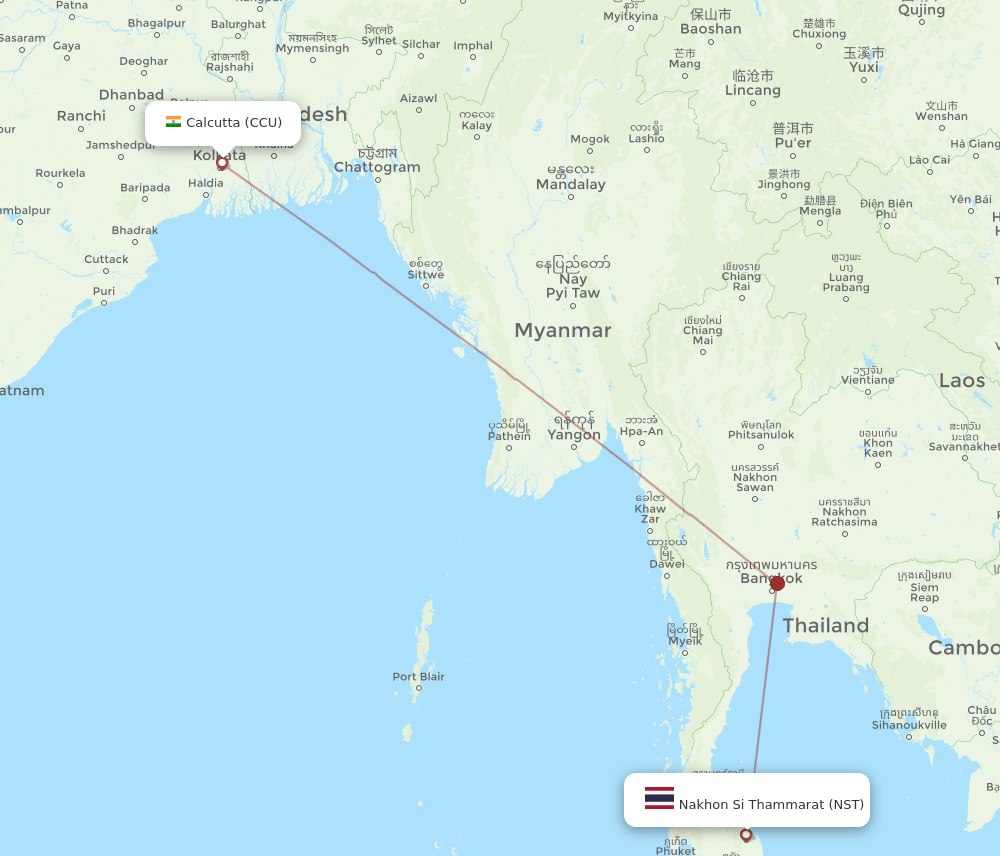 NST-CCU flight routes