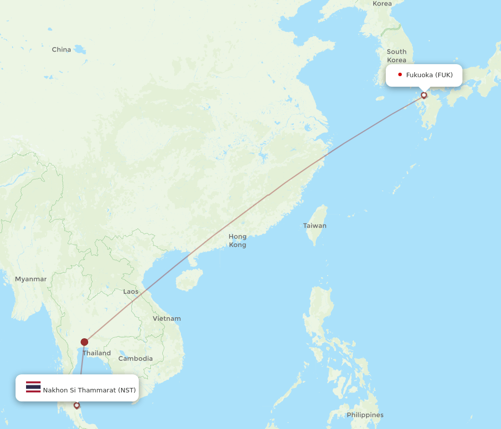 NST-FUK flight routes