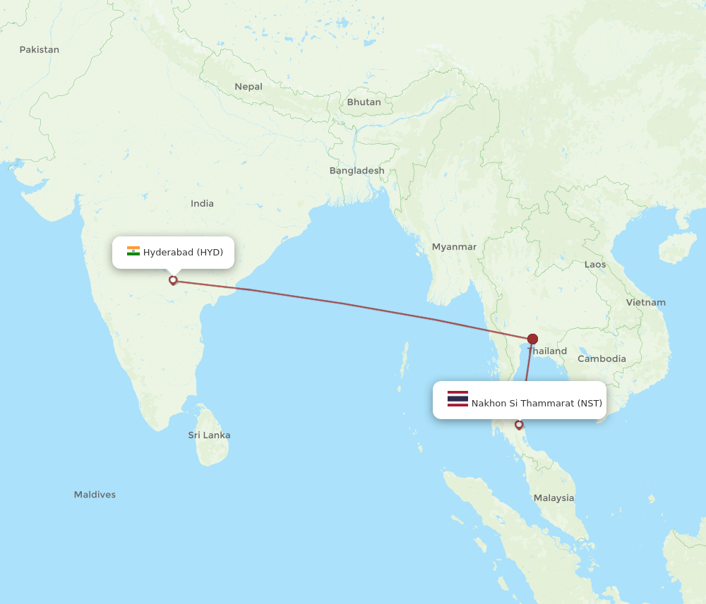 HYD to NST flights and routes map