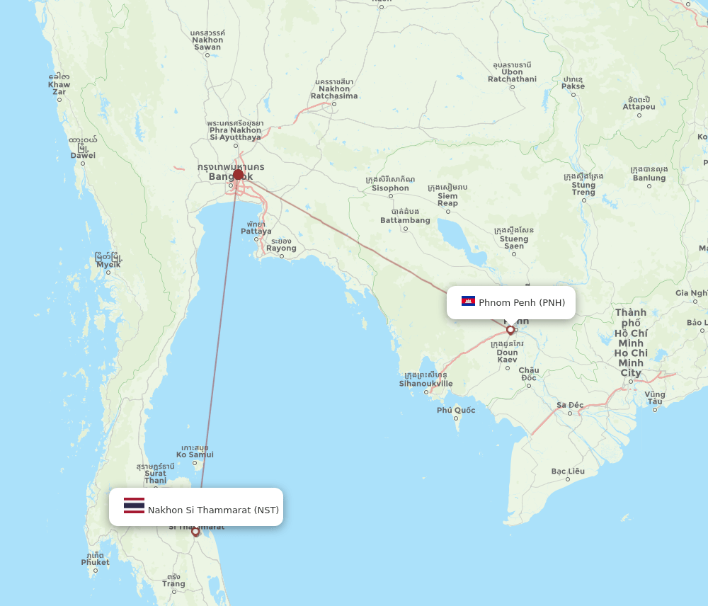 NST-PNH flight routes