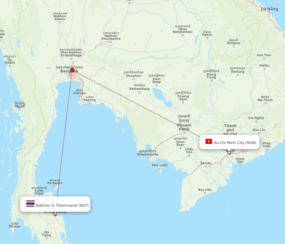 NST to SGN flights and routes map