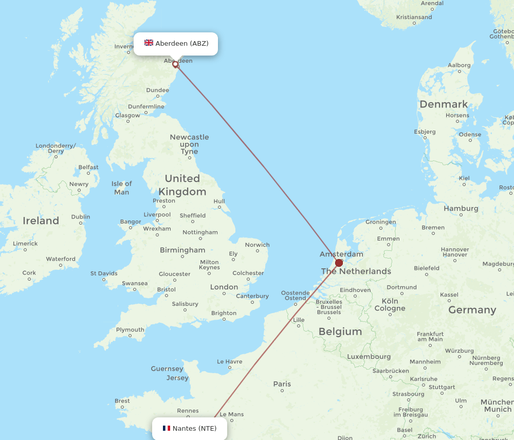 NTE-ABZ flight routes