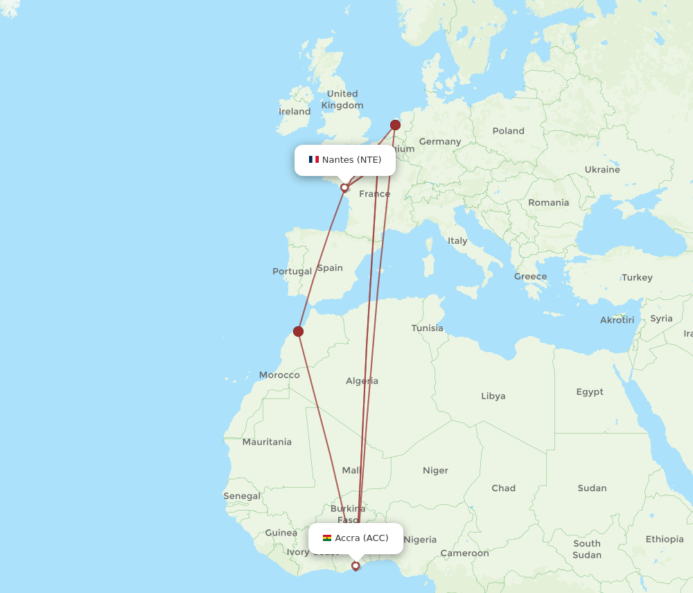 NTE-ACC flight routes