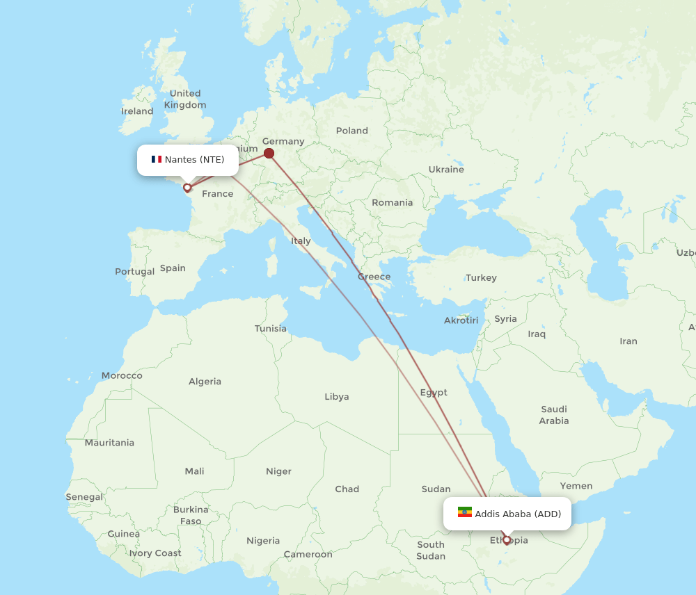 NTE-ADD flight routes