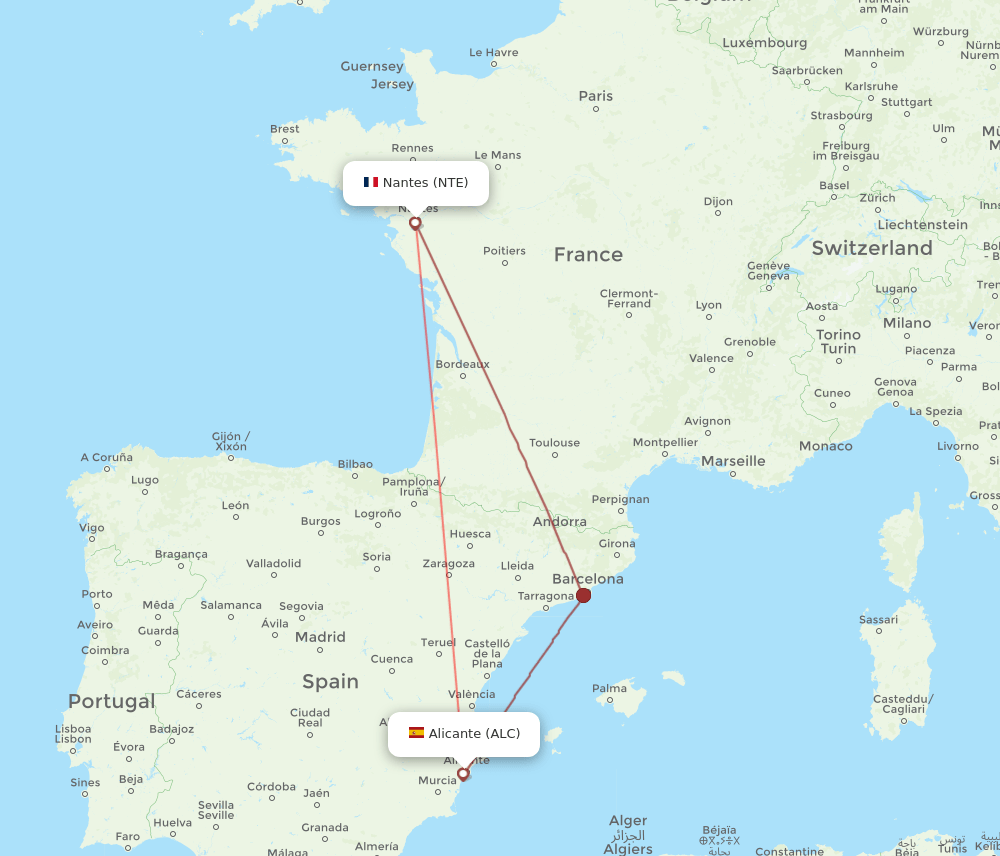 NTE-ALC flight routes