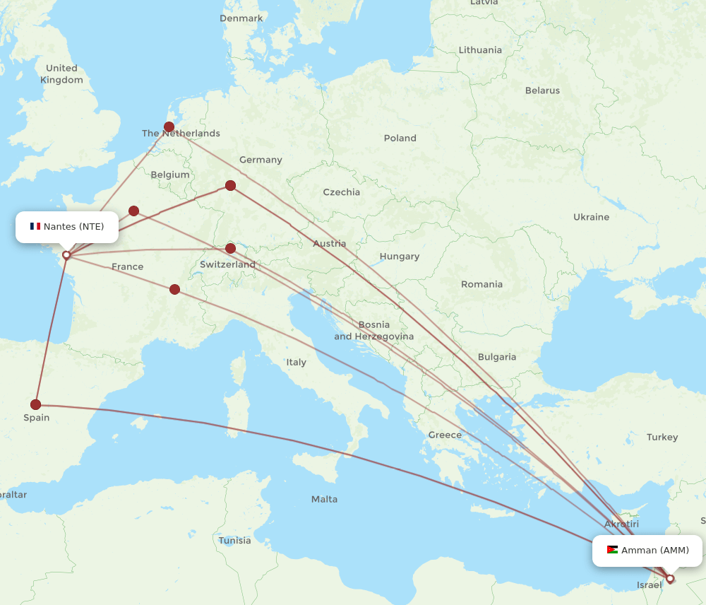 NTE-AMM flight routes