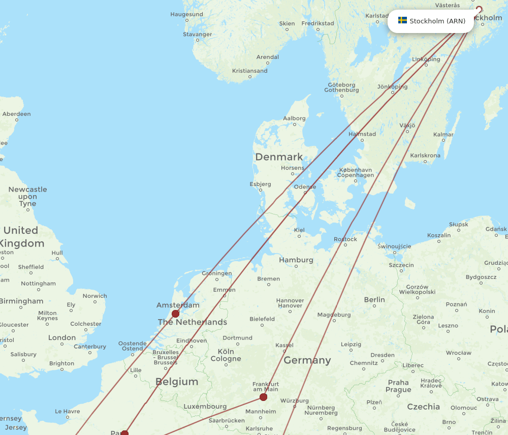 NTE-ARN flight routes
