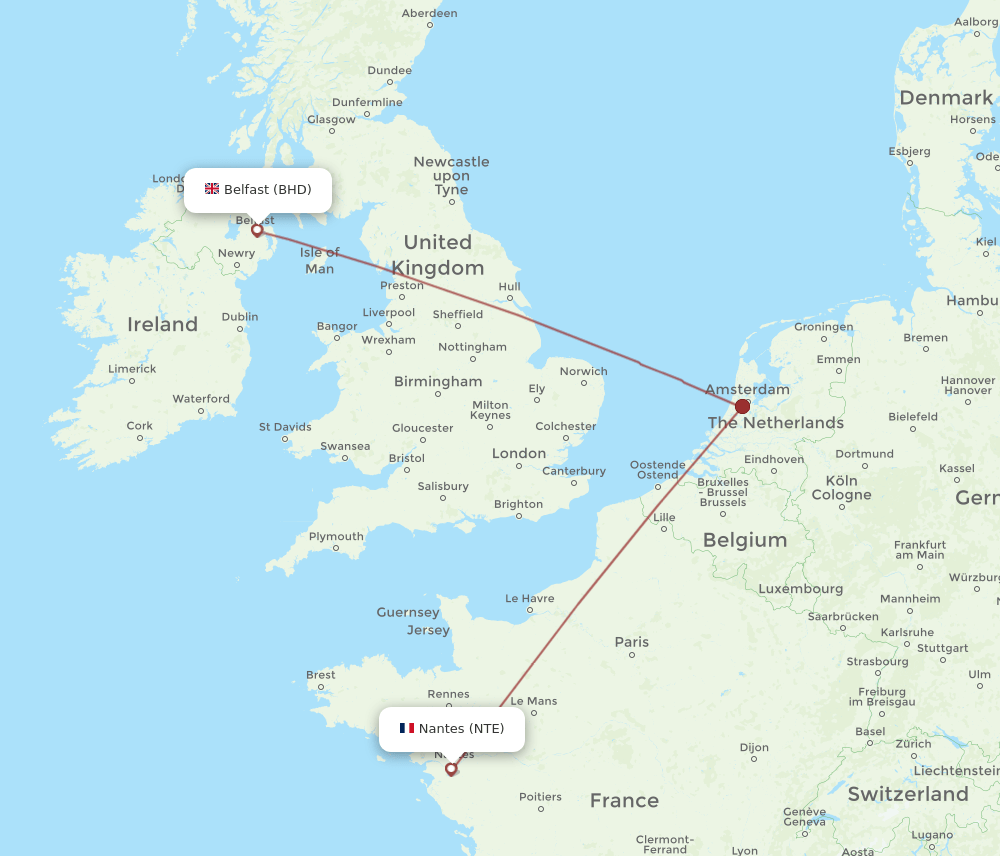 NTE-BHD flight routes