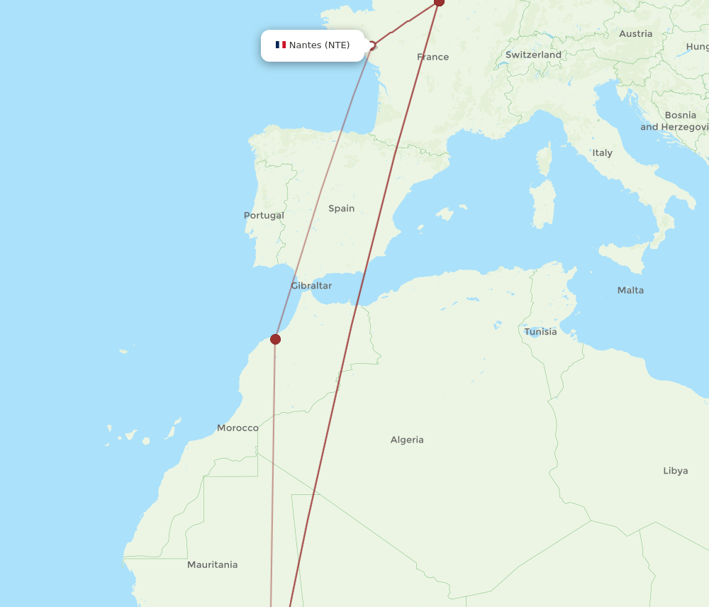NTE to BKO flights and routes map