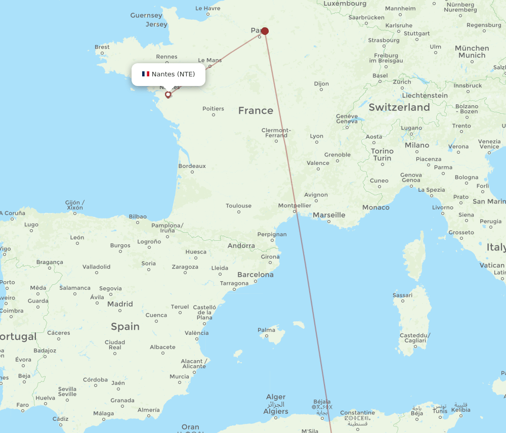 NTE-BSK flight routes