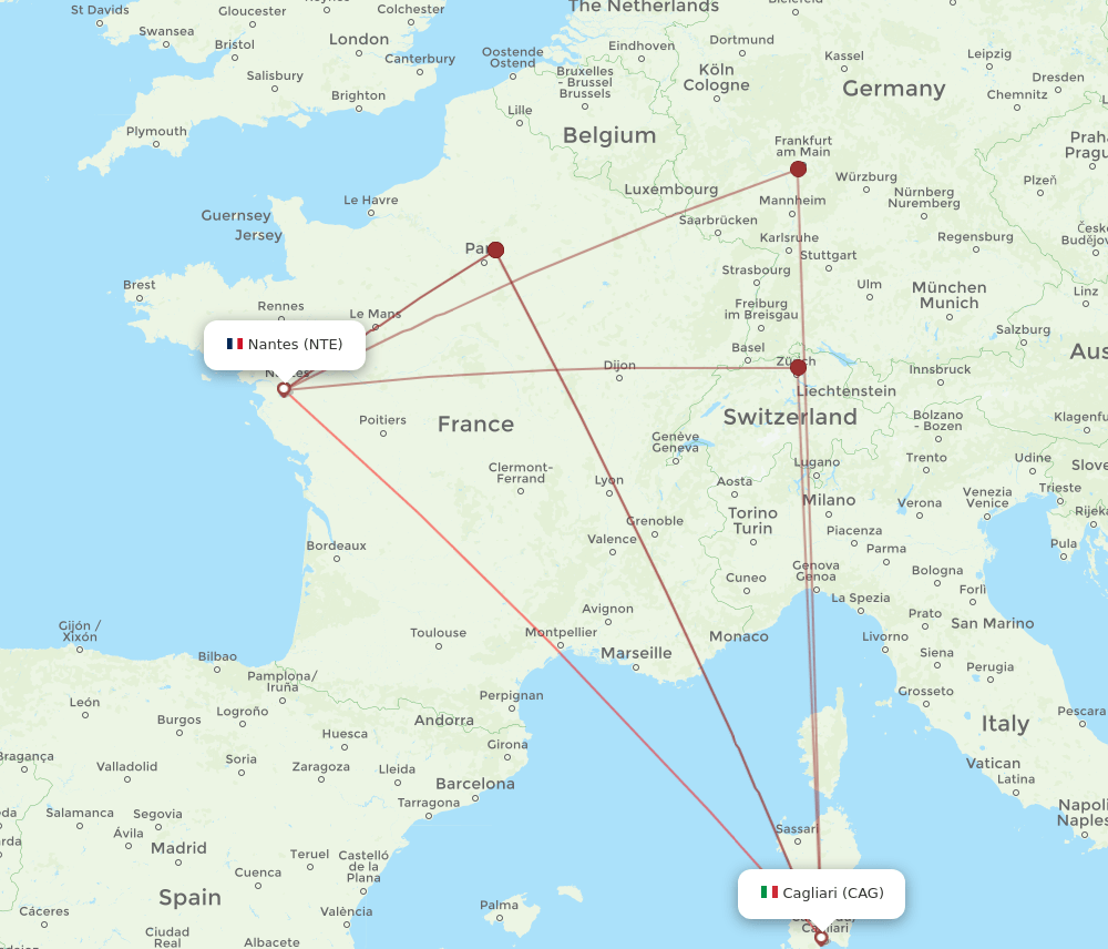 NTE-CAG flight routes
