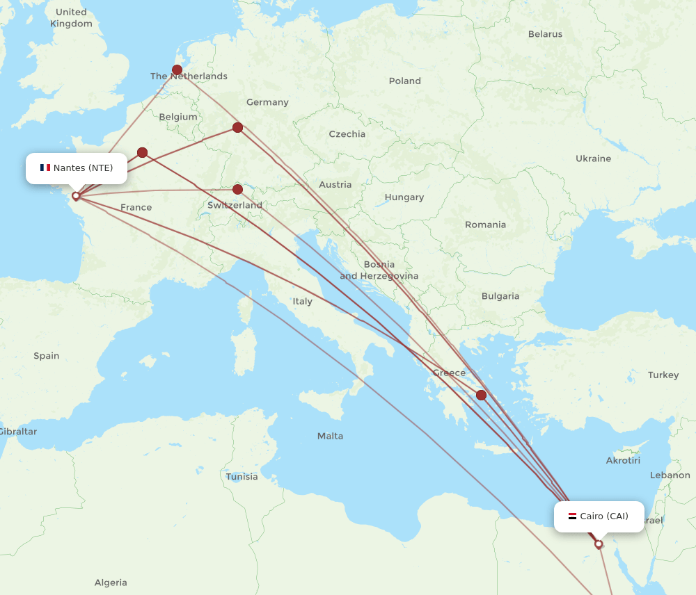 NTE-CAI flight routes