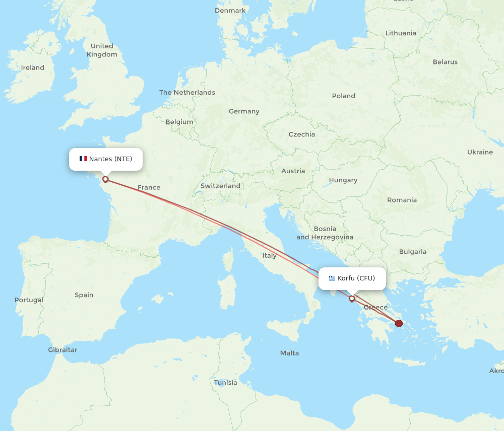 NTE-CFU flight routes