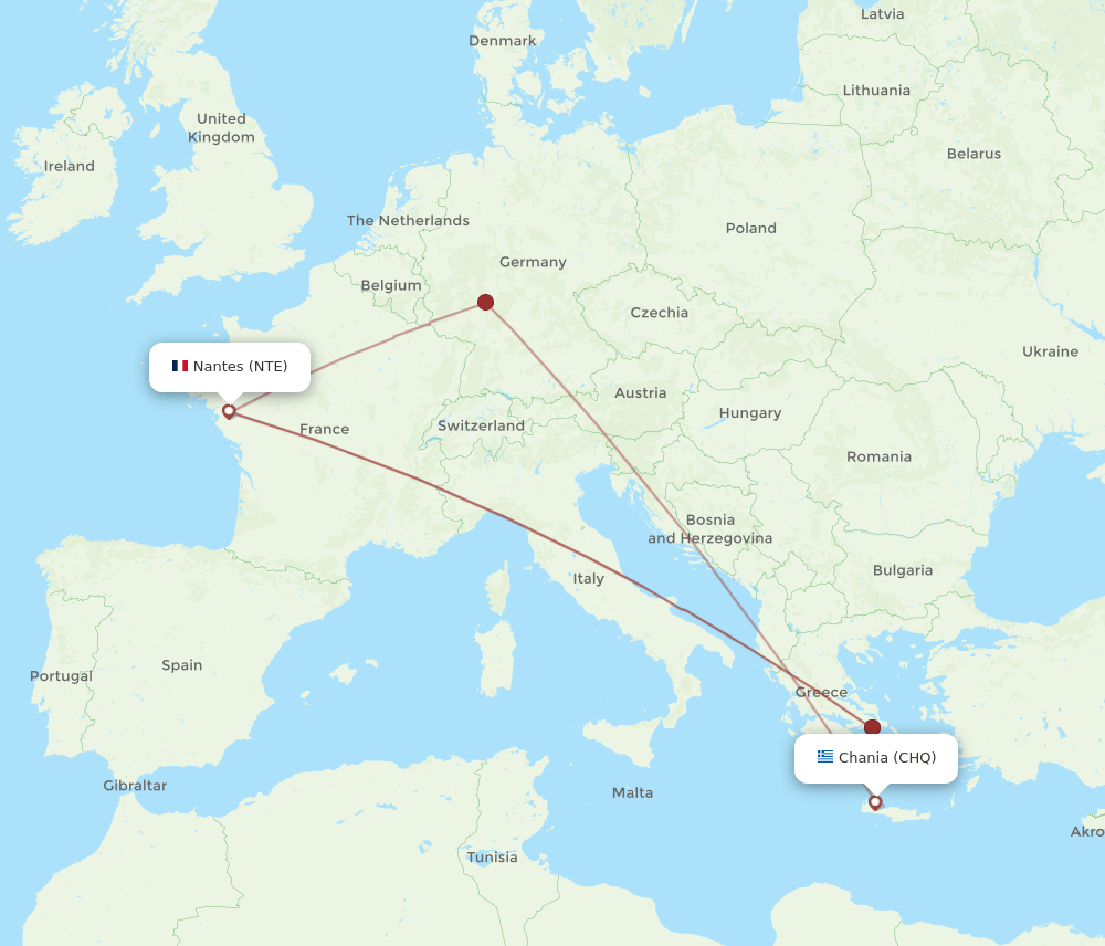 NTE-CHQ flight routes