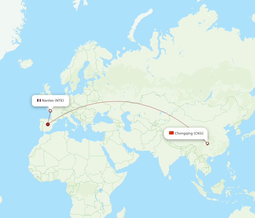 NTE-CKG flight routes