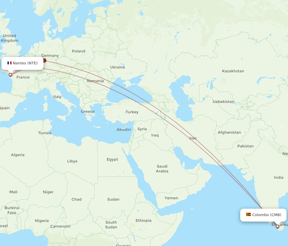NTE to CMB flights and routes map