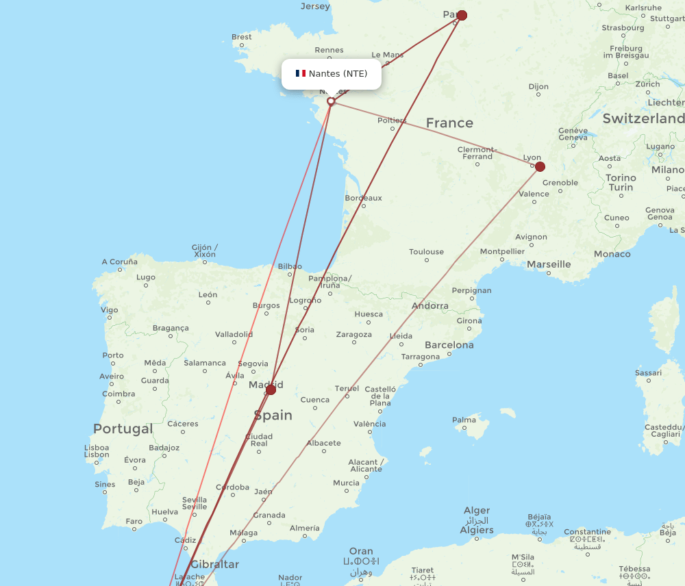 NTE-CMN flight routes