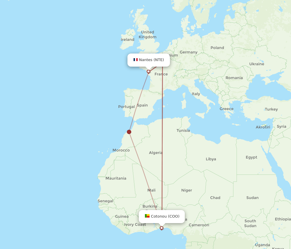 NTE-COO flight routes