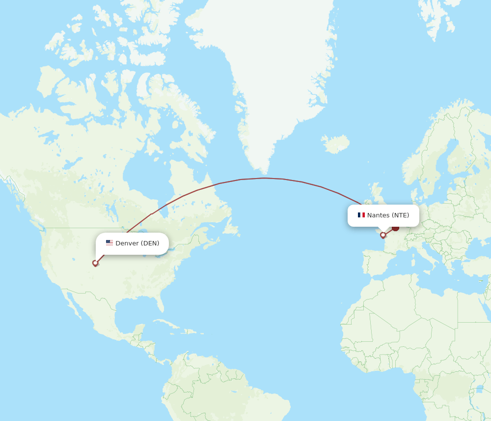 NTE-DEN flight routes