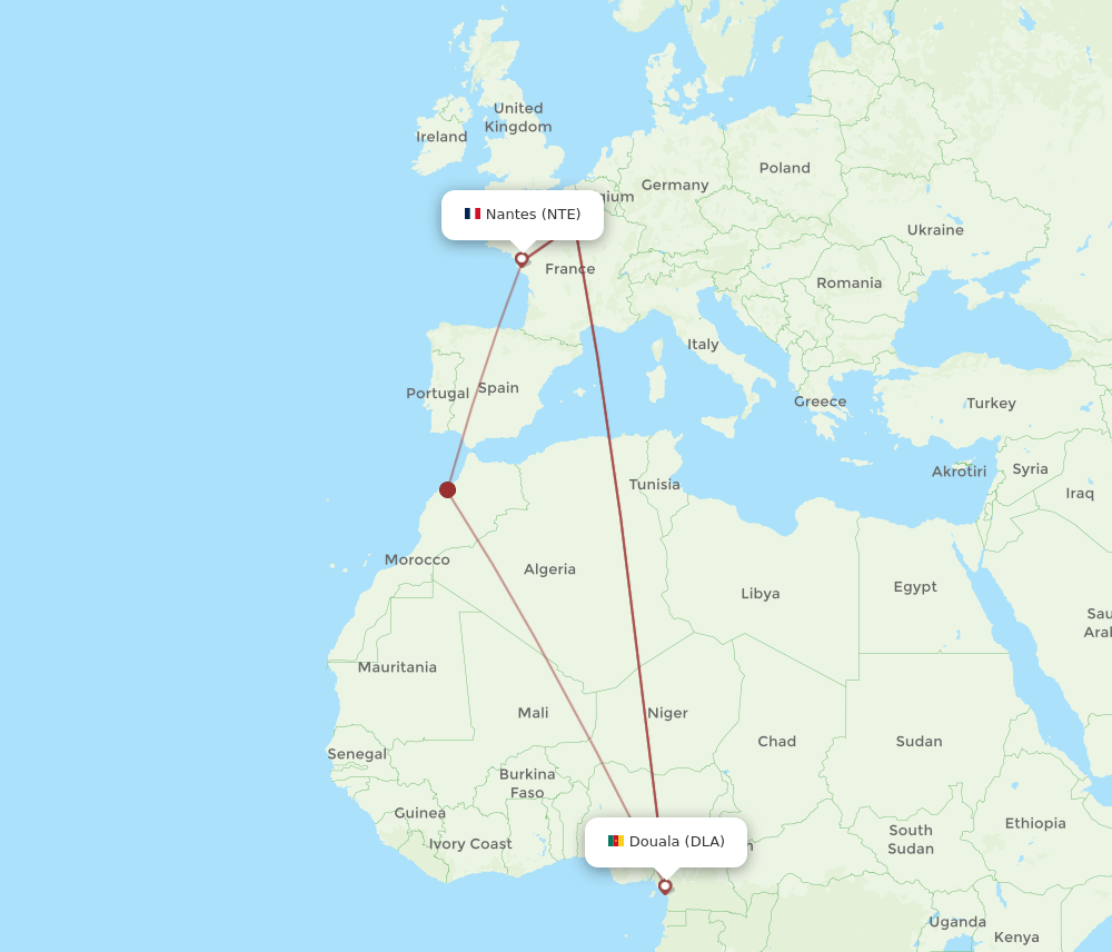 NTE-DLA flight routes