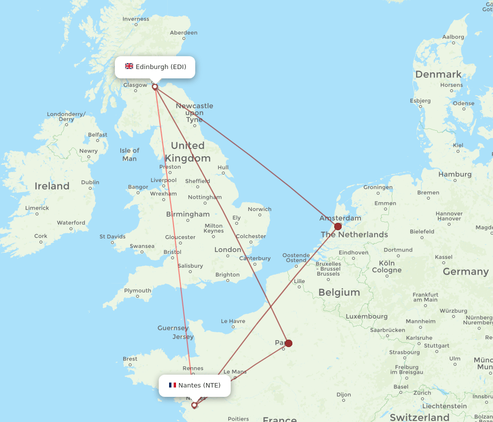 NTE-EDI flight routes