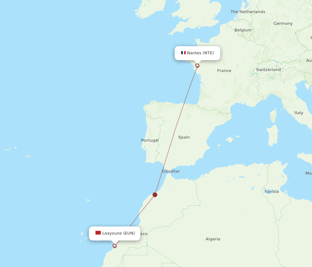 NTE-EUN flight routes