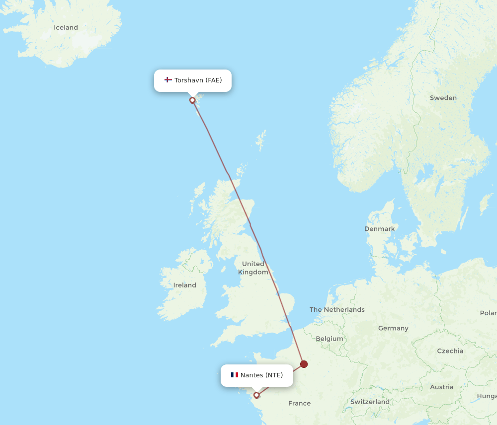 NTE-FAE flight routes