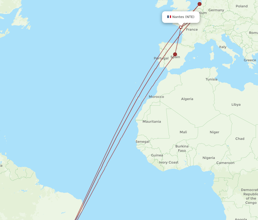NTE-GIG flight routes