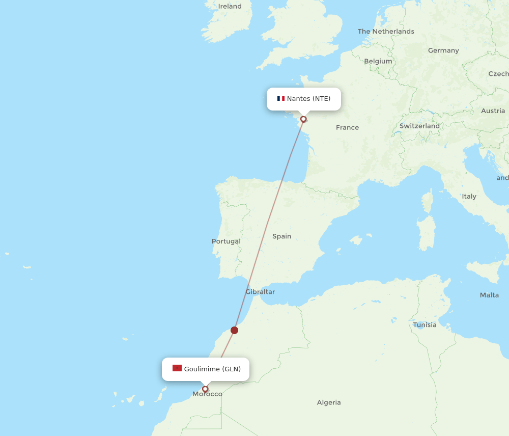 NTE-GLN flight routes