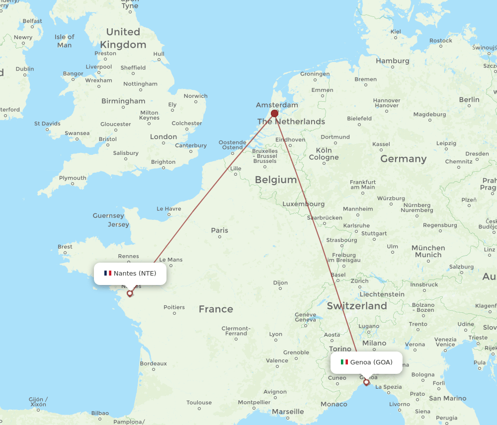 NTE-GOA flight routes