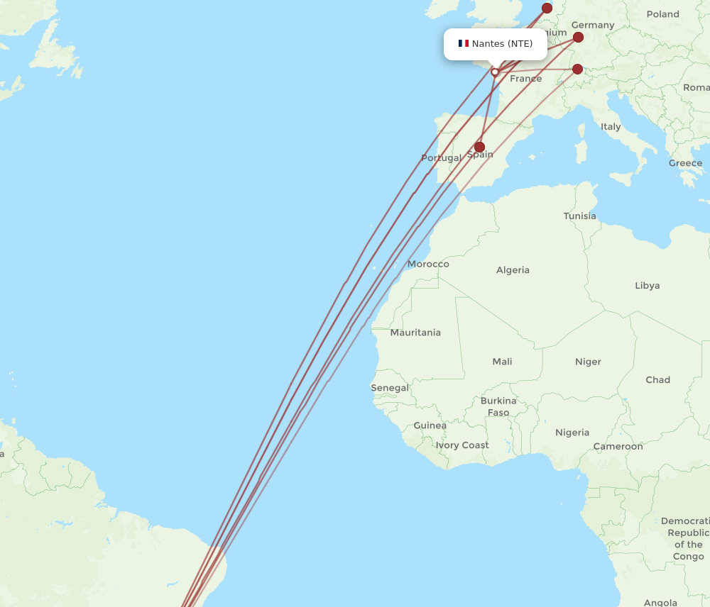 NTE-GRU flight routes