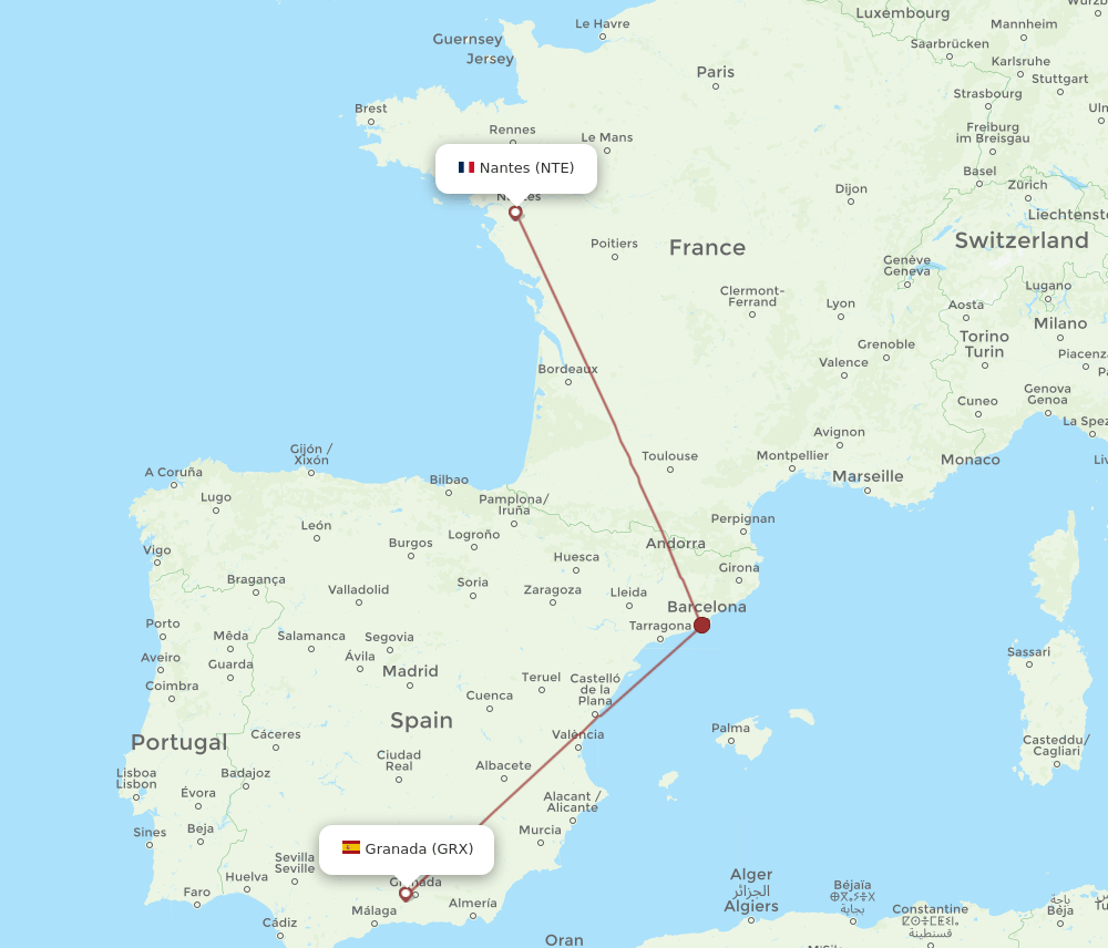 NTE-GRX flight routes