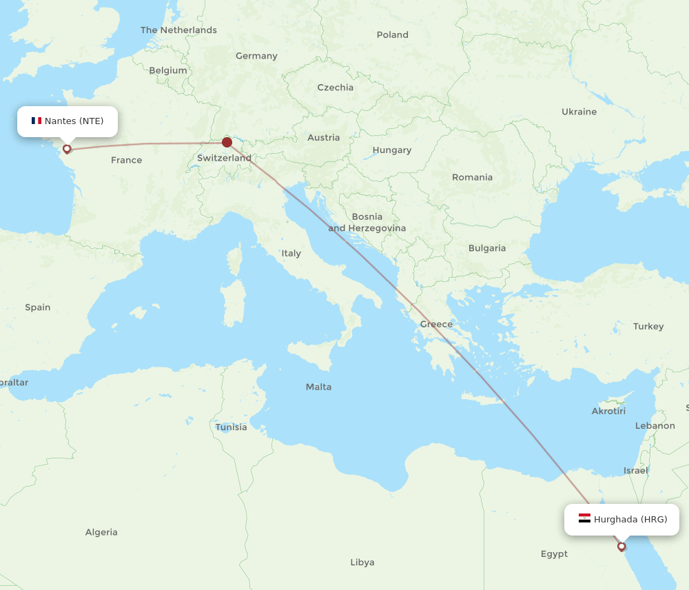NTE-HRG flight routes