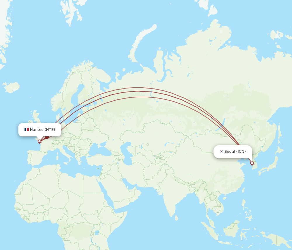 NTE-ICN flight routes